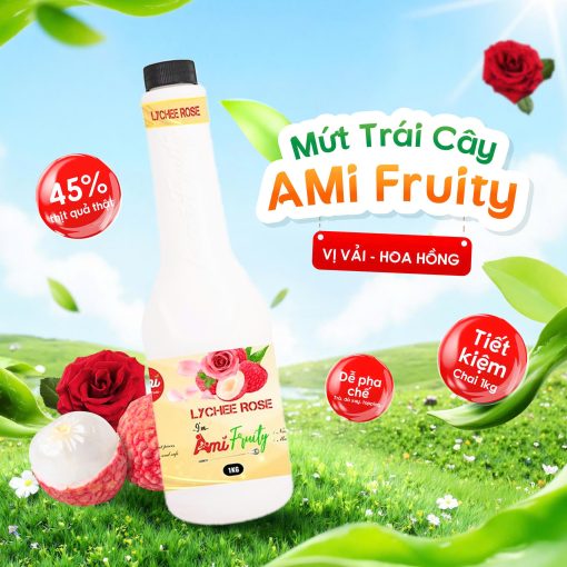 Mứt Vải hoa hồng Ami Fruity – chai 1kg