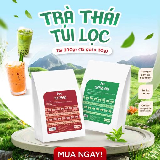 Trà Thái Xanh AMI, trà Thái Đỏ AMI thơm ngon, túi lọc tiện dụng